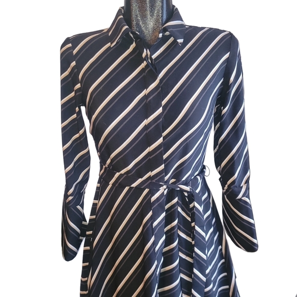 Banana Republic Black Striped Dress with Matching Belt 2P - Picture 2 of 7